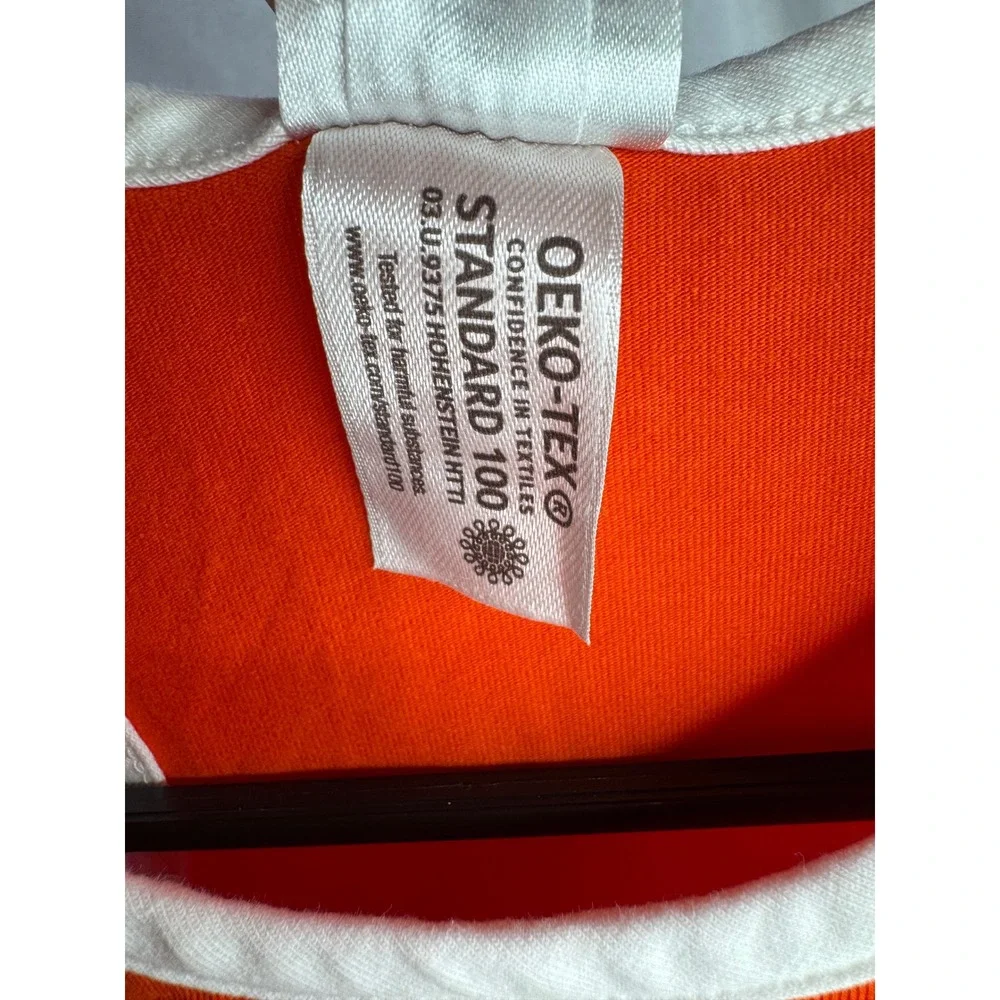 Hanna Andersson Girls Orange Racerback Pocket Dress White Trim Size 130 US 8